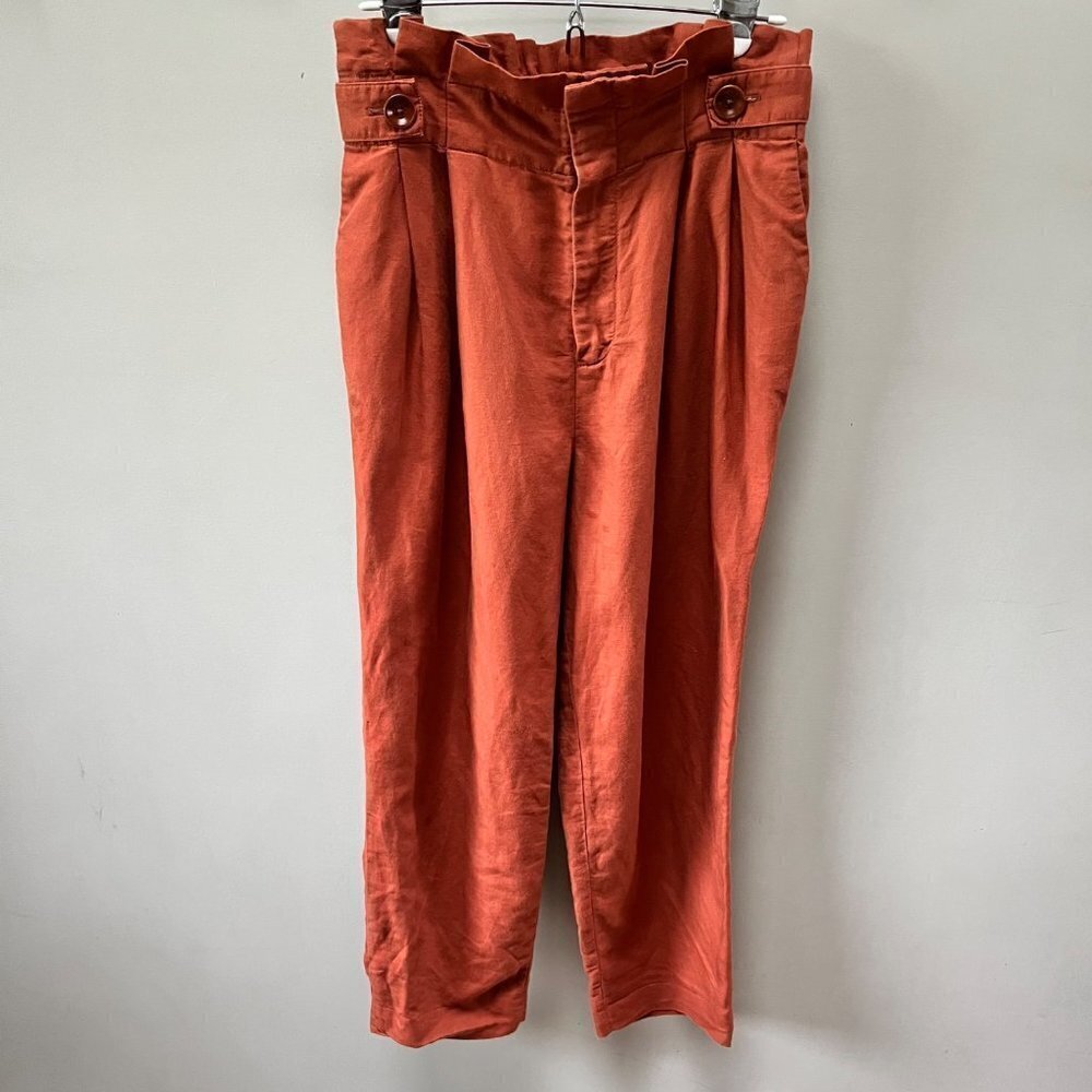 Kate Spade Size 4 Burnt‎ Orange Paper Bag High Rise Pants Trousers Chic Fall